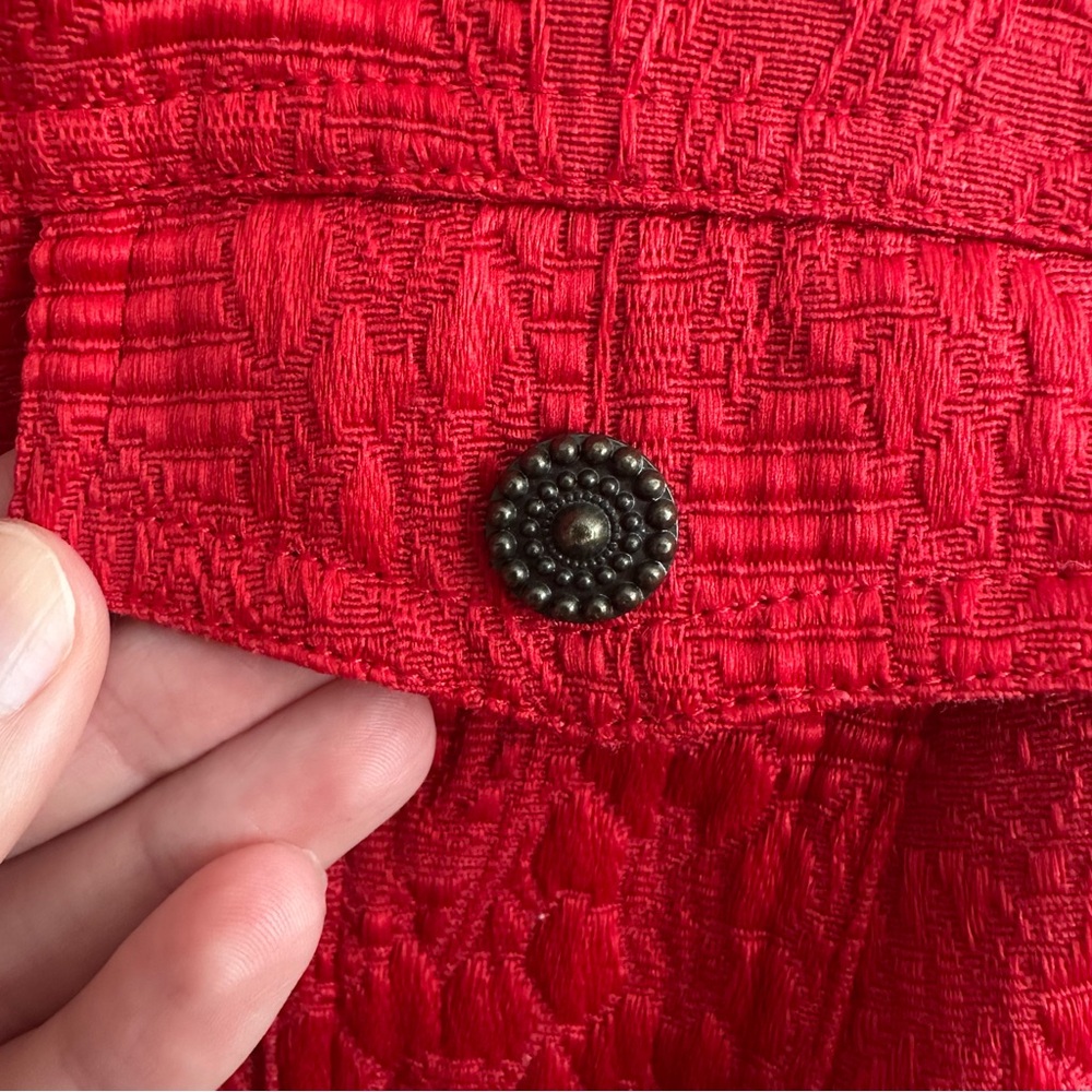 Ruby Rd Red Textured Ruffle Zip Jacket | Size 10 | Y2K Boho - Picture 3 of 9